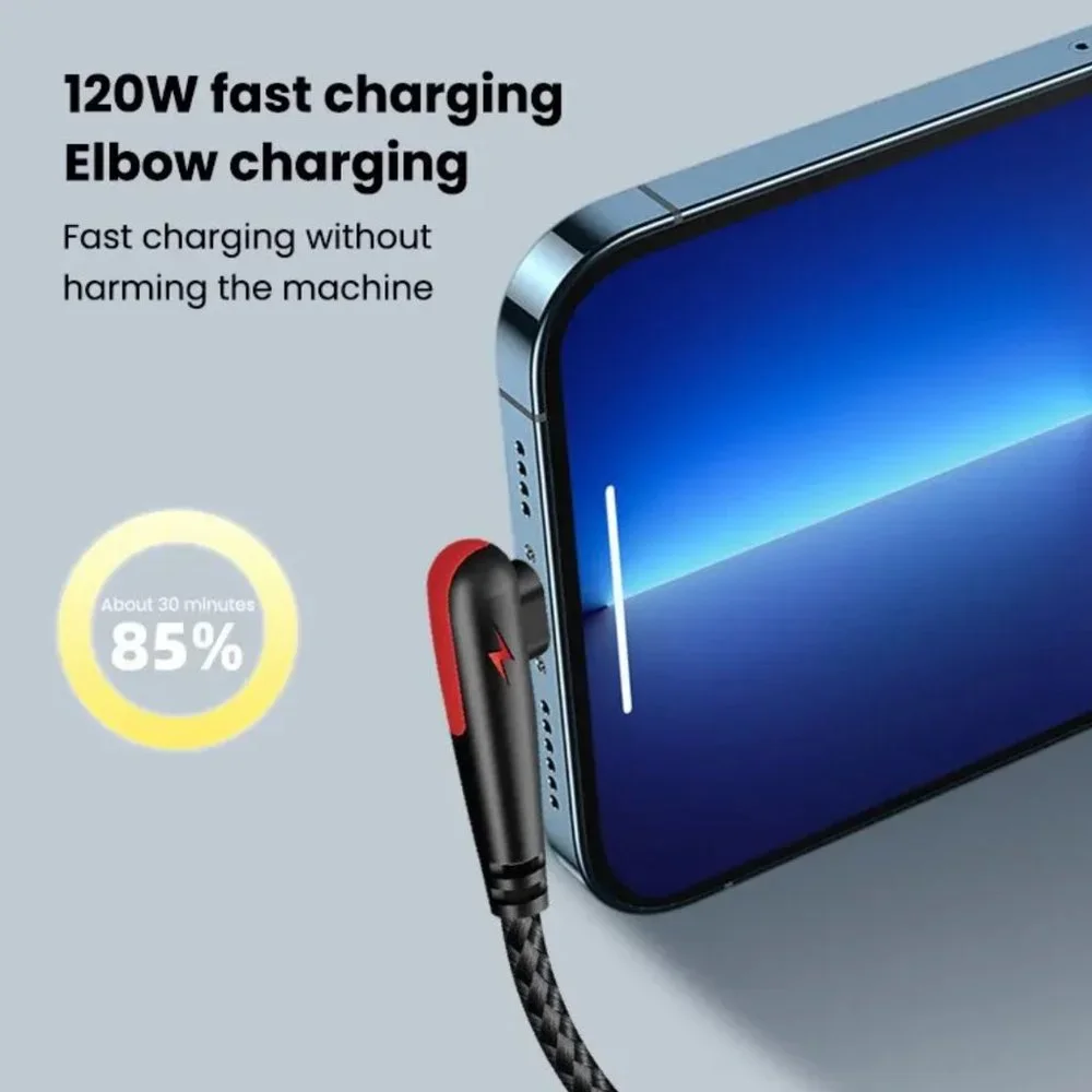 USB C Cable 90 Degree Right Angle USB aType C Nylon Braided Fast Charging-3feet
